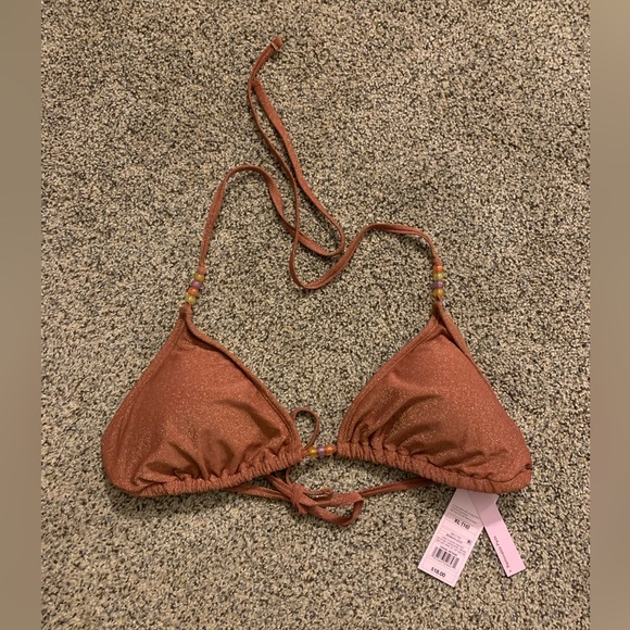 Women's Beaded Strap Triangle Bikini Top & Beaded Side-Tie Cheeky Bikini Bottom - Picture 1 of 6